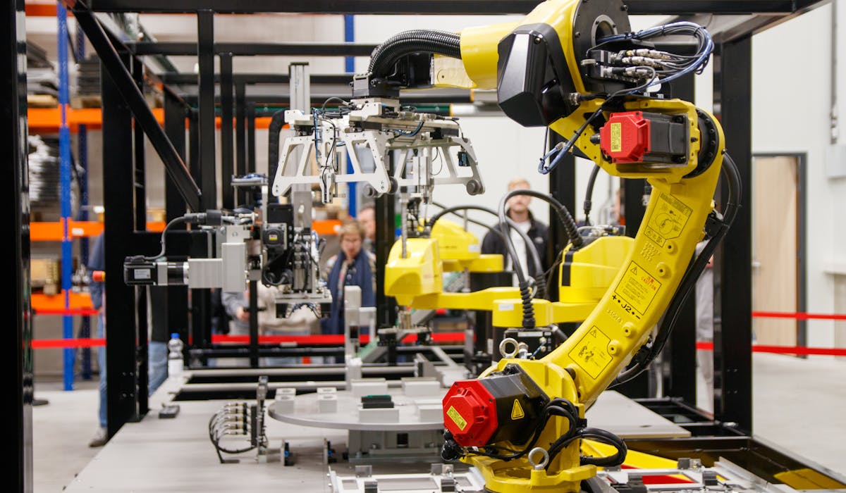 Industrial robotic arm. automation technology context
