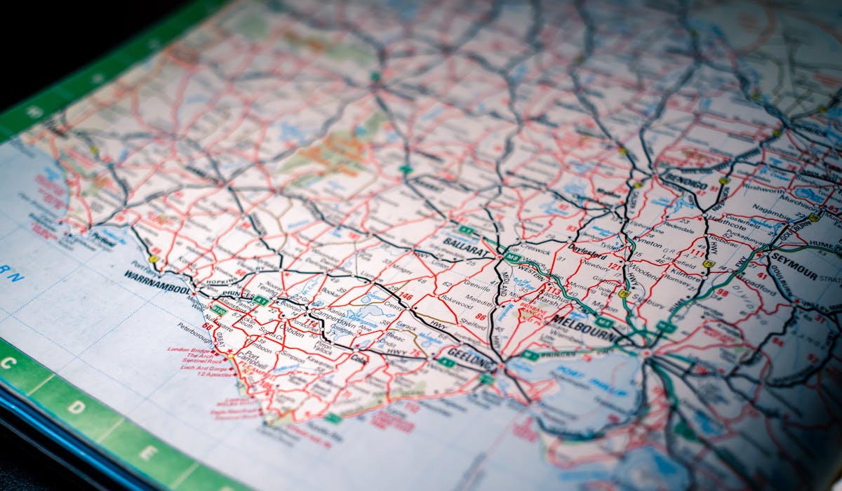 Australia map with location markers. national operations context